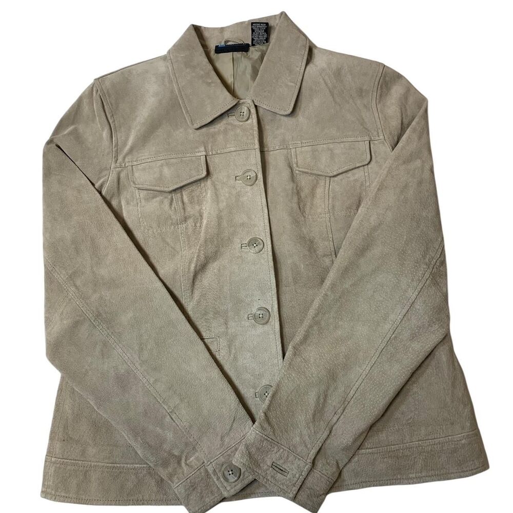 (r)elativity Large Suede Biker Style Jacket Beige Modern Barn Chore